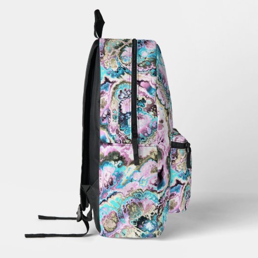 Bohemische Pastell Fraktal Marmor Abstrakt Bedruckter Rucksack (Links)