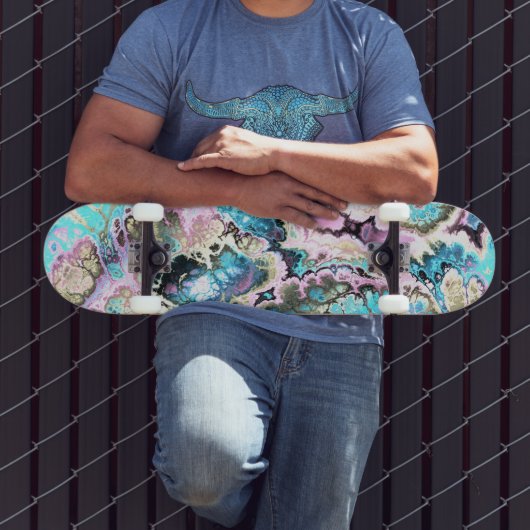 Bohemische Pastell Fraktal Marmor Abstrakt Skateboard (Außenbereich 3)