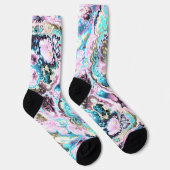 Bohemische Pastell Fraktal Marmor Abstrakt Socken (Rechts)