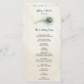 Bohemische Pfauenfeder Aquamarine Hochzeitskarte Programm (Vorne/Hinten)