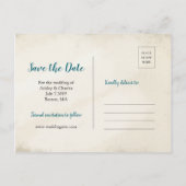 Bohemische Pfauenfederung Hochzeit Sichern Sie das Ankündigungspostkarte (Rückseite)