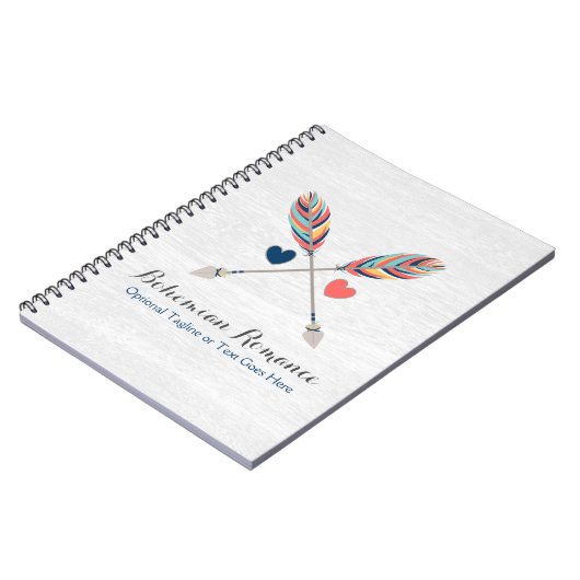 Bohemische Pfeile auf dem rustikalen Holz Boho Chi Notizblock (Linke Seite)