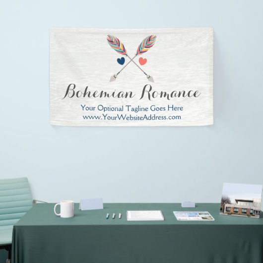 Bohemische Pfeile auf rustikalem Holz Boho Chic Banner (Messeveranstaltung)