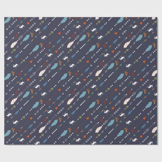 Bohemische Pfeile zeigen Elche Muster Geschenkpapier (Flach)