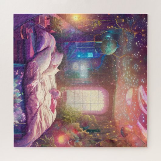 Bohemische Pflanze Lounge Schlafzimmer Puzzle (Horizontal)