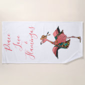 Bohemische Pink Peace Liebe und Flamingos Beach Ba Strandtuch (Vorderseite)