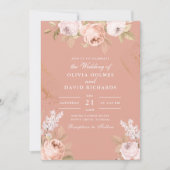 Bohemische Pink Peonies Hochzeitsfeier Einladung (Vorderseite)