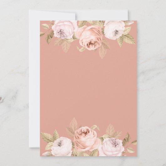 Bohemische Pink Peonies Hochzeitsfeier Einladung (Rückseite)