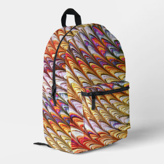 Bohemische psychedelische Farbwellen Abstrakte Kun Bedruckter Rucksack