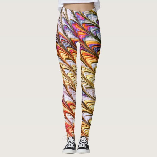 Bohemische psychedelische Farbwellen Abstrakte Kun Leggings (Vorderseite)