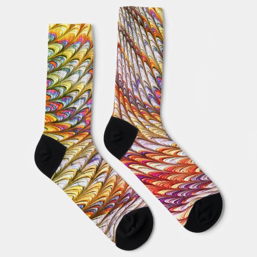 Bohemische psychedelische Farbwellen Abstrakte Kun Socken (Rechts)