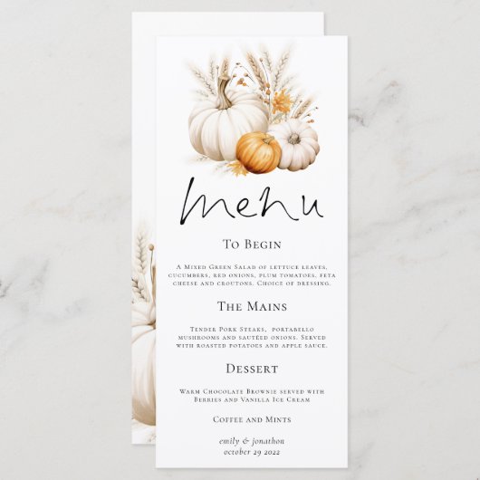 Bohemische Pumpkins Pampas Grasses Hochzeit im Her Karte (Vorne/Hinten)