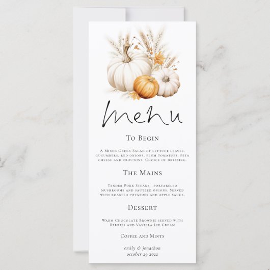 Bohemische Pumpkins Pampas Grasses Hochzeit im Her Karte (Vorderseite)