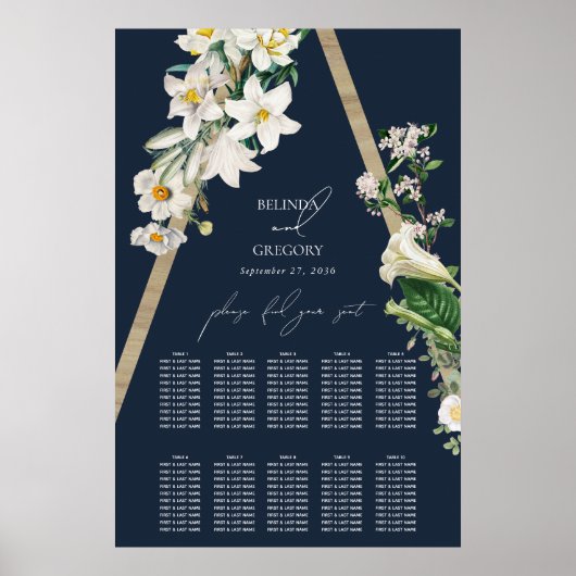 Bohemische Pyramide Blumenblauer Hochzeitssattel Poster (Vorne)