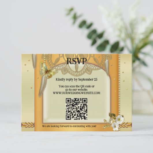 Bohemische QR Code Dreamcatcher Wedding RSVP Card Einladung (Stehend Vorderseite)