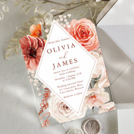 Bohemische Rahmen mit Blumenmuster Moderne Hochzei Acryleinladungen