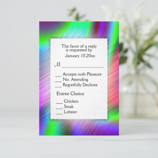 Bohemische Rainbow-UAWG mit Entrees RSVP Karte (Stehend Vorderseite)