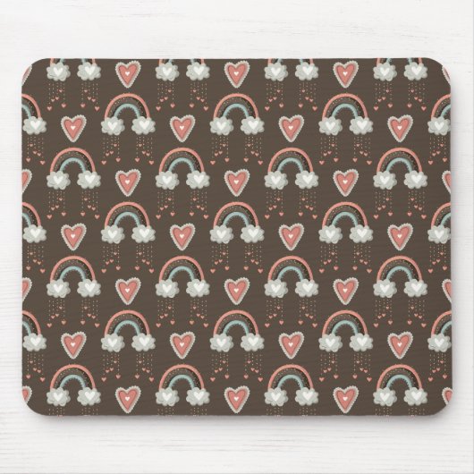 Bohemische Regenbogen & Herz - Erdbraun 2 Mousepad (Vorne)