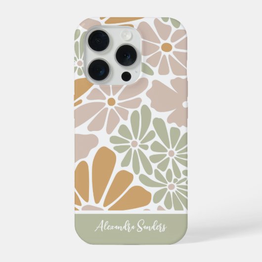 Bohemische Retro Groovy-Blume iPhone Hülle (Rückseite)