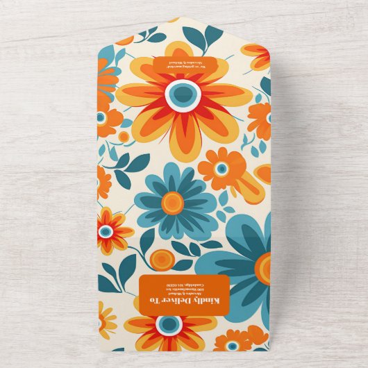 Bohemische Retro-Lässige Hochzeit All In One Einladung (Außenbereich)