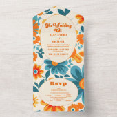 Bohemische Retro-Lässige Hochzeit All In One Einladung (Innen Boden)