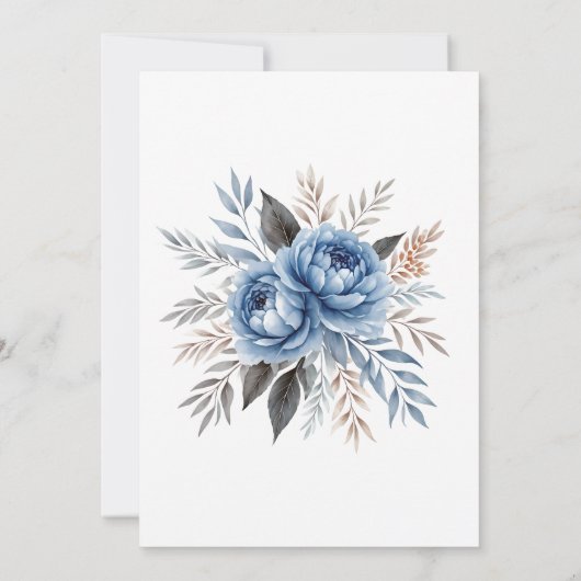 Bohemische romantische Hochzeiten mit Blauen und G Einladung (Rückseite)