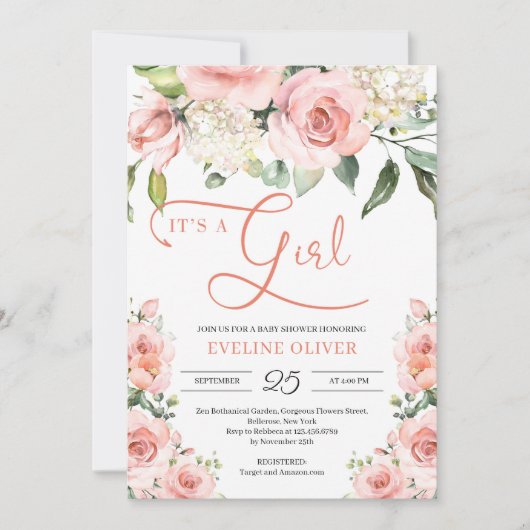 Bohemische romantische röstliche Blüte, ein Mädche Einladung (Vorderseite)