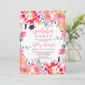 Bohemische rosa Aquarellfarben Blume Abschluss Einladung (Stehend Vorderseite)