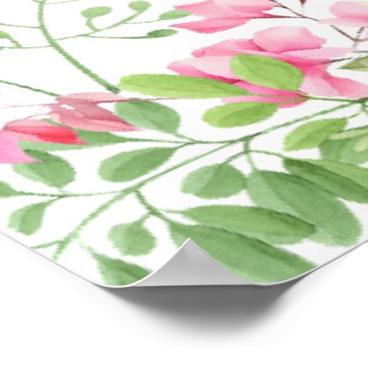 Bohemische Rosa Blumenkreide Hochzeitstabelle Poster (Ecke)