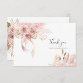 Bohemische Rosa Blüte Danke Karte (Vorne/Hinten)