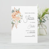 Bohemische Rosa Braungrün, weiß Einladung (Stehend Vorderseite)