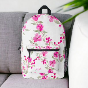 Bohemische Rosa Kirschblüte Blumenmuster Bedruckter Rucksack