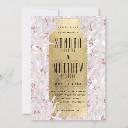 Bohemische Rosa-Orchideenhochzeit Einladung (Vorderseite)