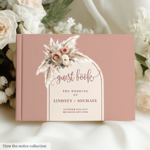 Bohemische Rosa Pampas Arch Rose Hochzeitsbuch Gästebuch