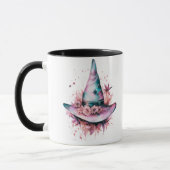 Bohemische Rosa und Blauer Hexenhut Halloween Tasse (Links)