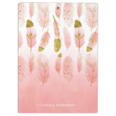 Bohemische Rosa und Gold Feathers Ombre Clipboard Klemmbrett (Rückseite)