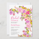 Bohemische rosa Wildblumen Brautparty Einladung (Vorderseite)