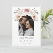 Bohemische Rose Arch Foto Save The Date (Stehend Vorderseite)