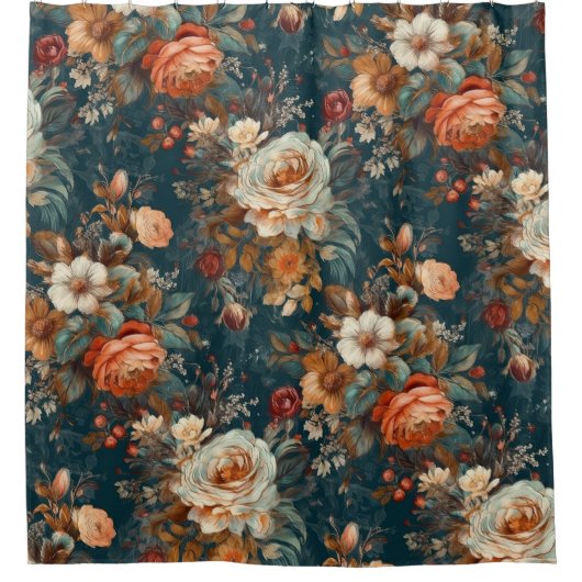 Bohemische Rose Blumenduschvorhang Duschvorhang (Vorderseite)