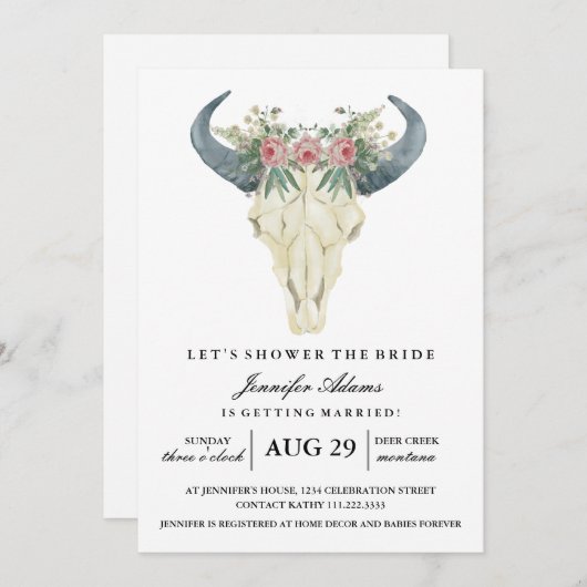 Bohemische Rose| Brautparty Einladung (Vorne/Hinten)