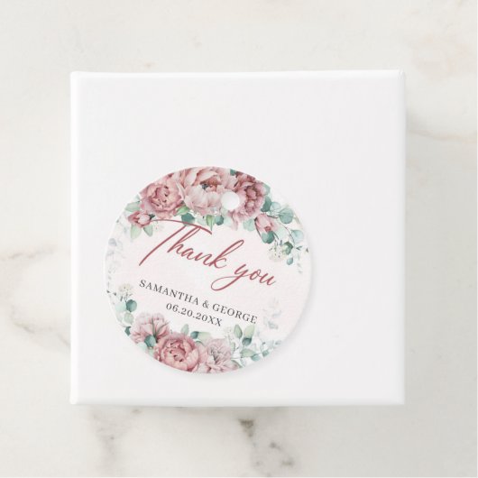 Bohemische Rose Eukalyptus-Goldrahmhochzeit Geschenkanhänger (Beispiel)