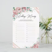 Bohemische Rose Eukalyptusgold Hochzeitserinnerung (Stehend Vorderseite)