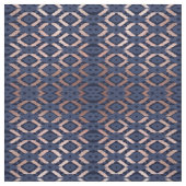 Bohemische Rose Gold Navy Blue Ikat Muster Stoff (Muster)