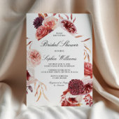 Bohemische Rose Marsala Brautparty Einladung