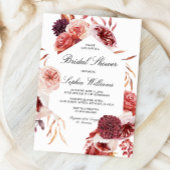 Bohemische Rose Marsala Brautparty Einladung