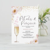 Bohemische Rose Petals Petals Prosecco Brautparty Einladung (Stehend Vorderseite)