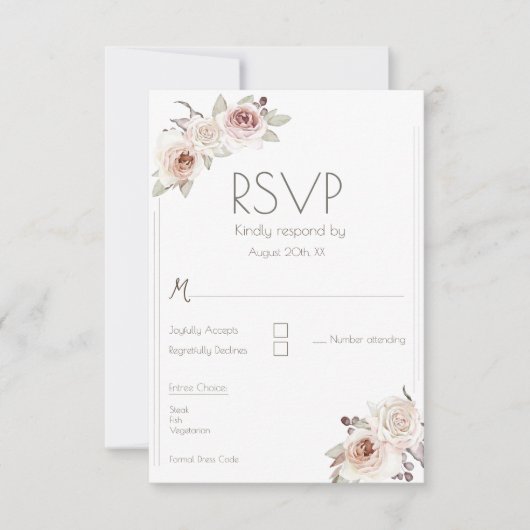 Bohemische Rose RSVP Karte (Vorderseite)