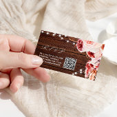 Bohemische Rose Rustic Wood Wedding QR Code UAWG Begleitkarte