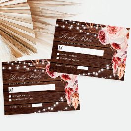 Bohemische Rose Rustic Wood Wedding RSVP
