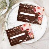 Bohemische Rose Rustic Wood Wedding RSVP Karte